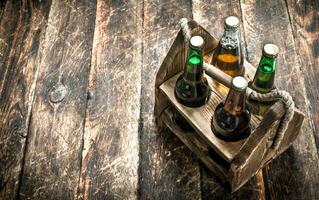 box with bottles of fresh beer. photo