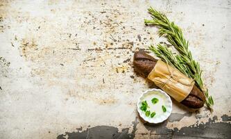 Ciabatta is made from rye flour with spices. photo