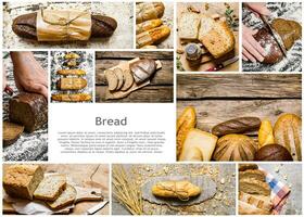 Food collage of bread . photo