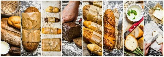 Food collage of bread . photo