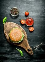 Burger with the ingredients photo