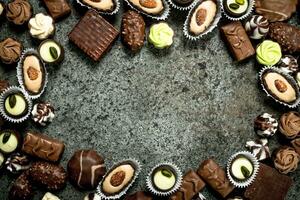 Frame made of chocolates. photo