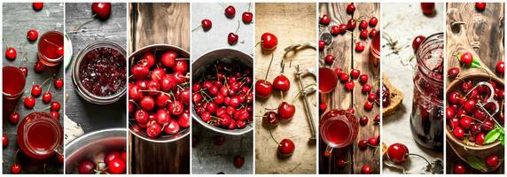 Food collage of cherry. photo