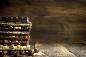 Different types of chocolate. photo