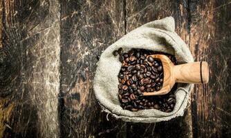 Grain coffee in a bag. photo