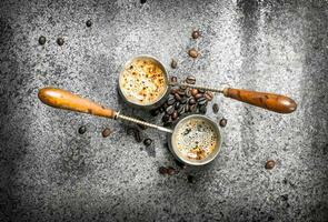 Fresh coffee in the Turks. photo