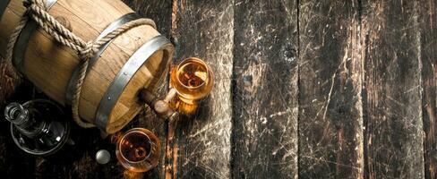 Old barrel with French cognac. photo