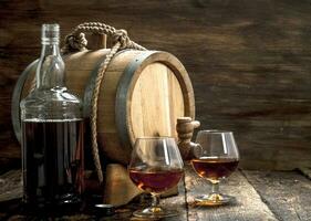 Old barrel with French cognac. photo