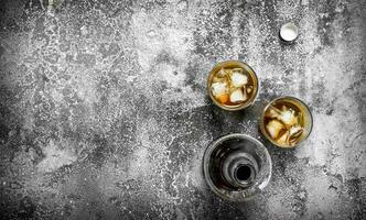 Whiskey with ice. photo