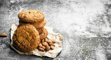 Oatmeal cookies with almonds. photo