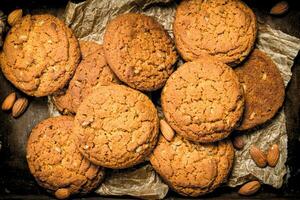 Oatmeal cookies with almonds. photo