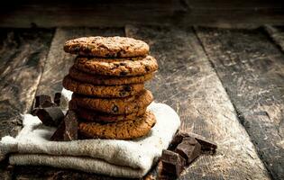 Oatmeal cookies with chocolate. photo