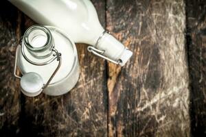 Bottles with fresh milk. photo