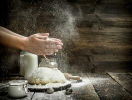 Preparation of the dough from fresh ingredients. photo