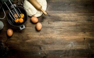 Dough with various ingredients. photo