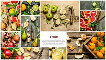 comida collage de Fresco frutas . foto