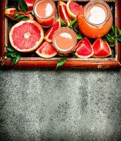 Freshly squeezed grapefruit juice. photo