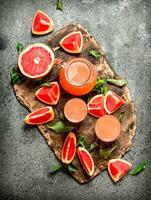 Freshly squeezed grapefruit juice. photo