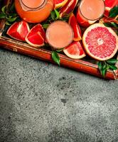 Freshly squeezed grapefruit juice. photo