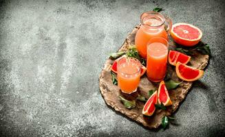 Freshly squeezed grapefruit juice. photo