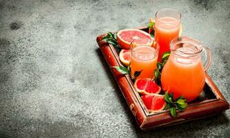 Freshly squeezed grapefruit juice. photo