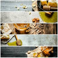 Food collage of honey. photo