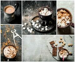 Food collage of hot chocolate . photo