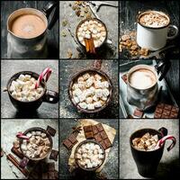 Food collage of hot chocolate . photo