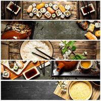 comida collage de Japón alimento. foto