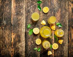 Fresh lemonade made with ripe lemons. photo