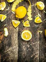 Fresh lemons with zest. photo