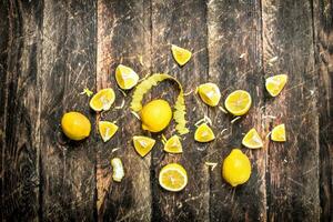 Fresh lemons with zest. photo