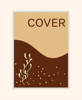 Vector notebook autumn cover. Background with twigs, branches. Brown and beige autumn colors.