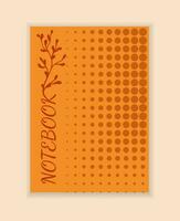 Vector autumn cover notebook. Background with twigs, branches. Brown and orange autumn colors.