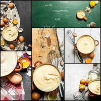 Food collage of mayonnaise. photo