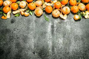 Fresh tangerines with leaves. photo