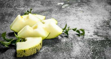 Fresh ripe sliced melon. photo