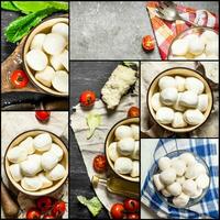 Food collage of mozzarella. photo