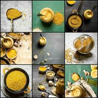 Food collage of mustard. photo