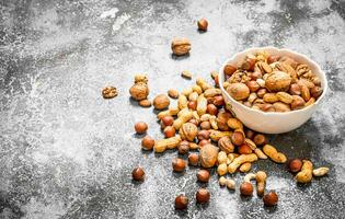Different nuts in a bowl. photo