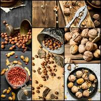 Food collage of nuts. photo