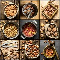 Food collage of nuts. photo