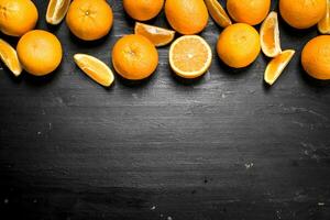 Fresh oranges with leaves. photo