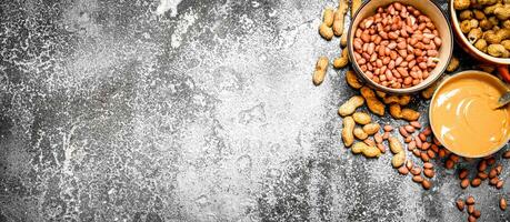 Nuts and peanut butter in a bowl. photo