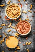 Nuts and peanut butter in a bowl. photo