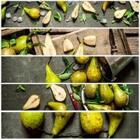 Food collage of fresh pears. photo