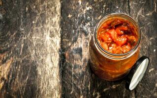 Pickled beans in tomato sauce. photo
