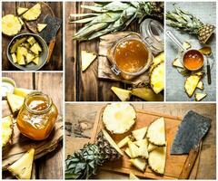 Food collage of pineapple jam. photo
