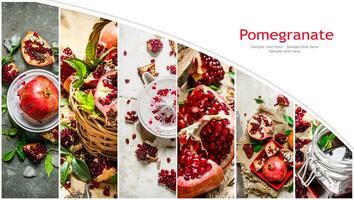 Food collage of fresh pomegranate. photo