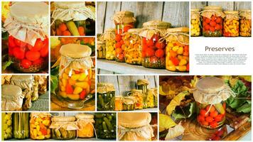 Food collage of preserves. photo